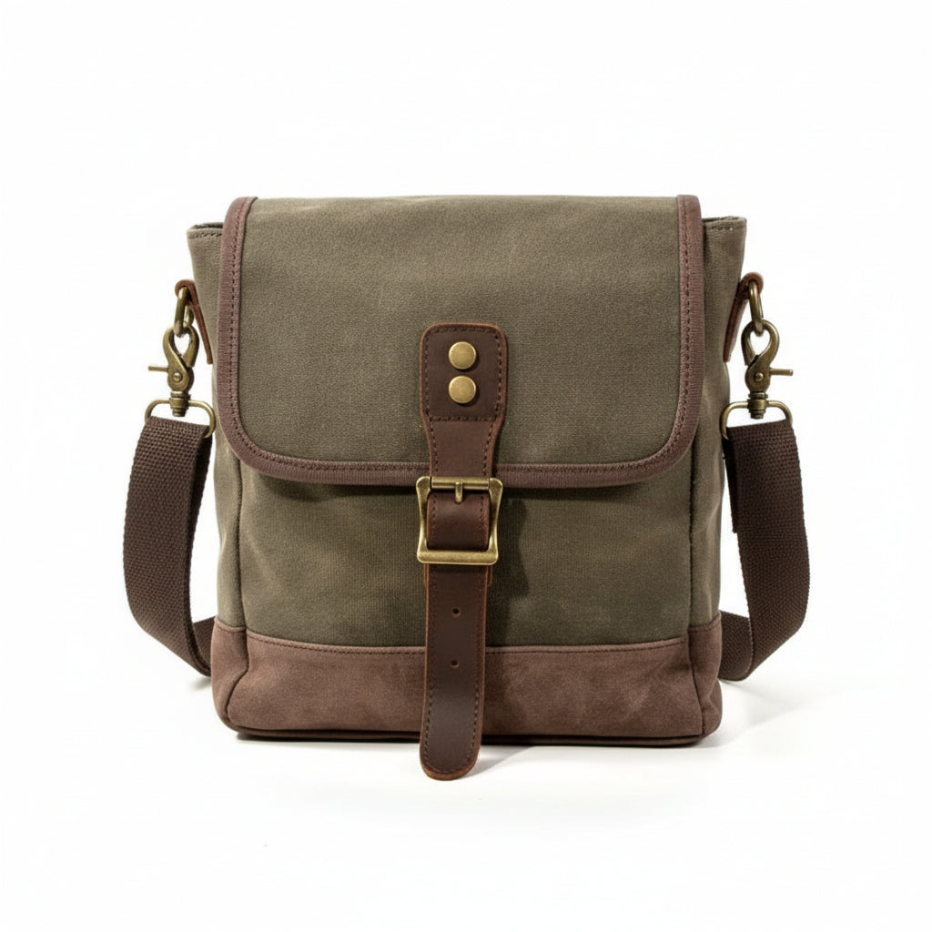レトロキャンバス ショルダーバッグ|軽量0.5kg・経年変化・外出に最適|男女兼用