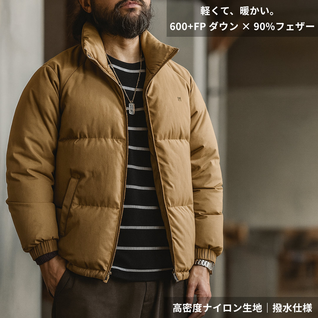 テックダウン パフジャケット｜600FP高品質ダウン×撥水ナイロン｜軽量・防寒アウター