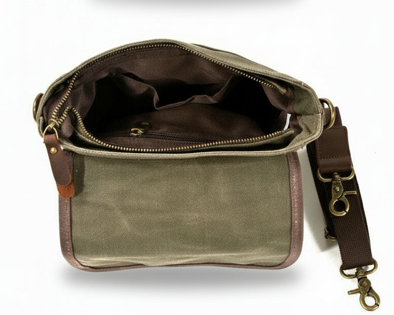 レトロキャンバス ショルダーバッグ｜軽量0.5kg・経年変化・外出に最適｜男女兼用