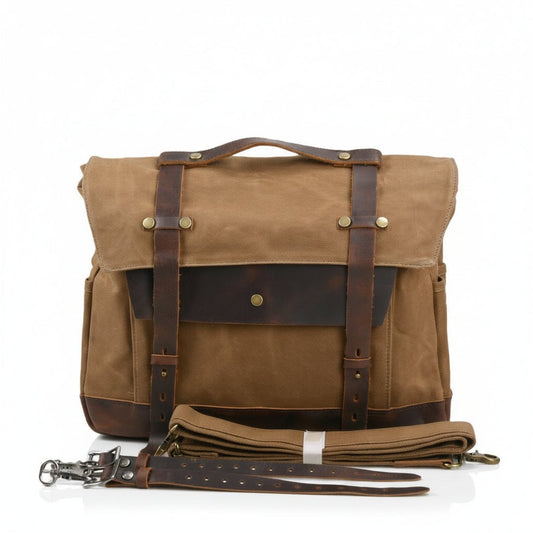 バイク用 ヴィンテージキャンバスサイドバッグ｜防水オイルドキャンバス×本革 - Travel Base Works - 