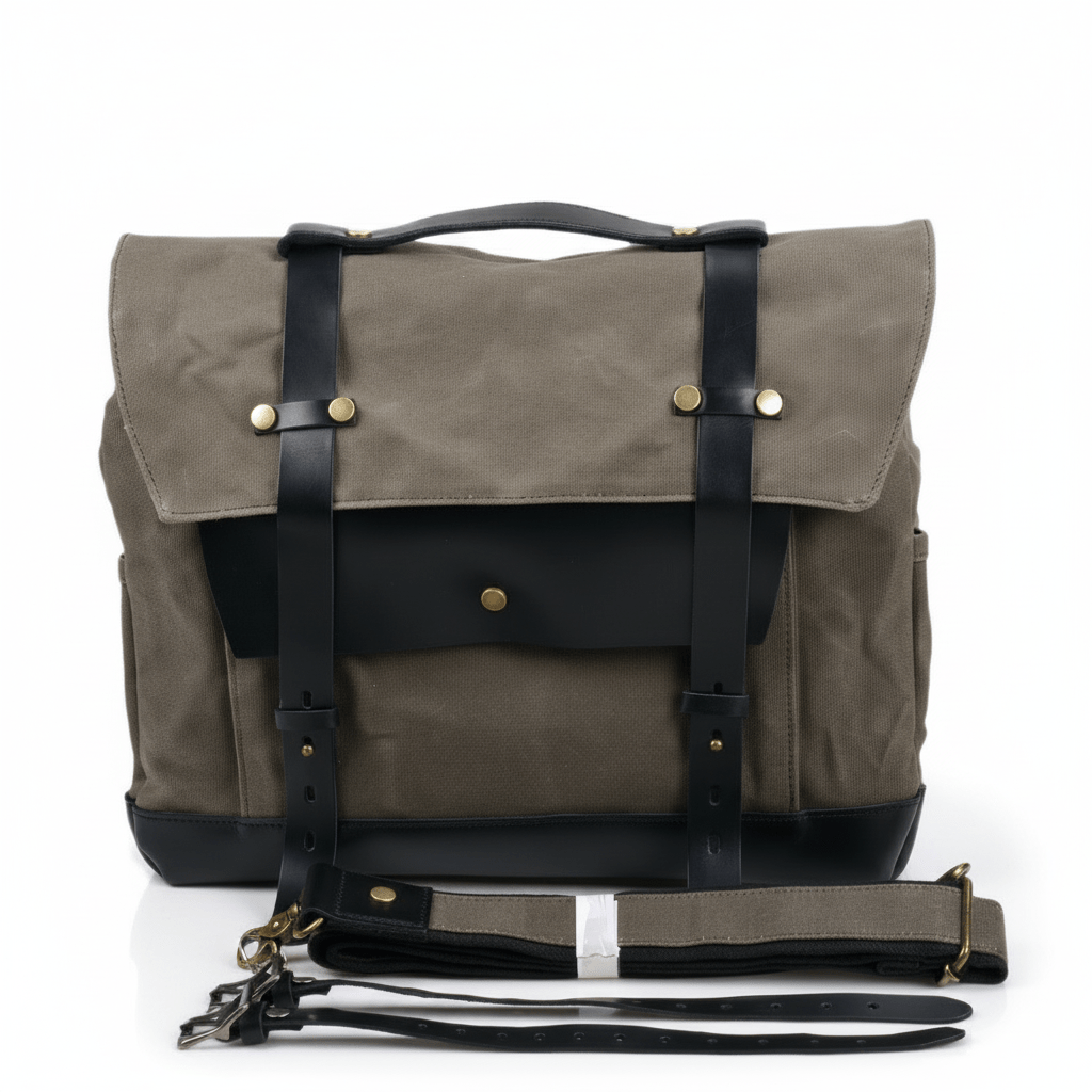 バイク用 ヴィンテージキャンバスサイドバッグ｜防水オイルドキャンバス×本革 - Travel Base Works - 